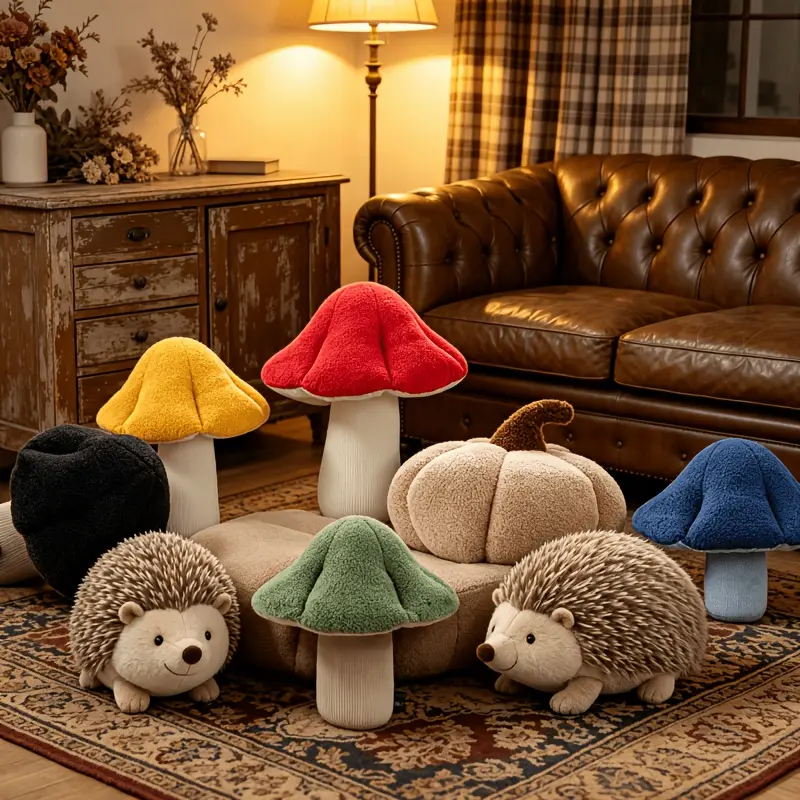 Phantoscope Mushroom Shaped Throw Pillow, Teddy Fleece Soft Mushroom Decorative Pillows Cute 3D Shaped Cushion for Home Decor