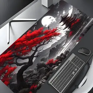 Dark Maple Moon Night Design Extra Large Gaming Mouse Pad, Stylish Desk Protector with Rubber Anti-Slip Edge, Multi-Sized Options for Laptops and Desktops, Perfect Gift for Boys, Girls, and Kids, Non Slip Mousepad