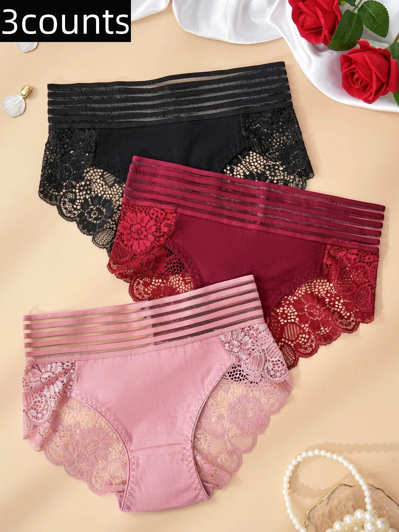 Women's Ditsy Floral Sheer Lace Panty, Soft Comfy Breathable Knicker ...