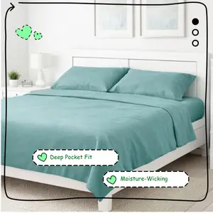 SULROSH 100% Egyptian Cotton 4-Piece Bed Sheet Set in Solid Turquoise - Ultra-Soft, Breathable, Durable, Available in King, Queen, Full Sizes