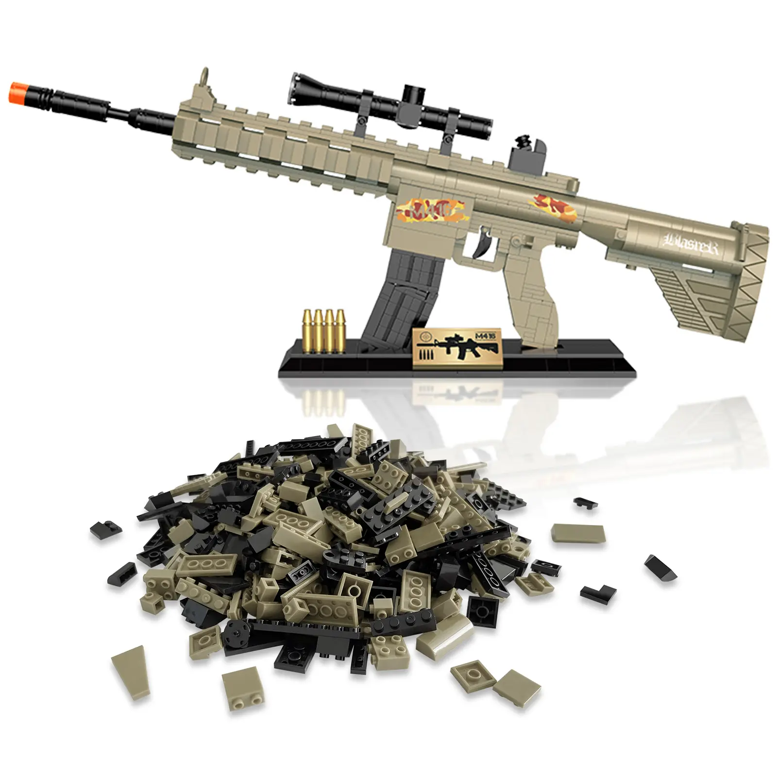1:2 M416 Building Block Set, Model Building Bricks Kit, Unique Collection Building Fun Toy Diy Gift for Kids, Adults summerwins Blasters
