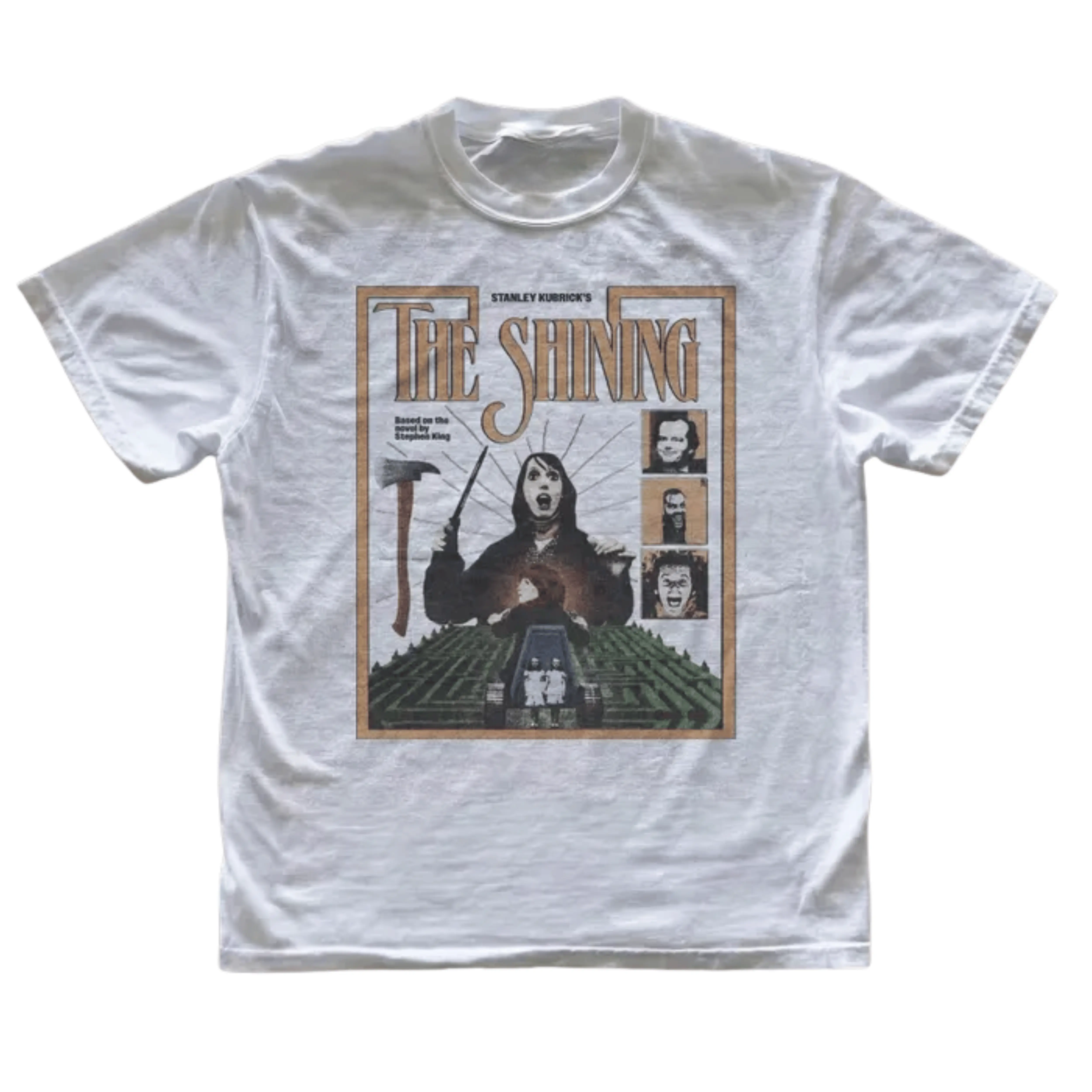 Gildan Men's and Women's T-shirt, Vintage The Shining Graphic Tee, Stanley Kubrick Movie Shirt, Jack Nicholson Stephen King Top, Overlook Hedge Maze Apparel, 1980 Cult Classic Horror Merch, Aesthetic Bootleg Film Tee, Unique Gift for Horror Fans