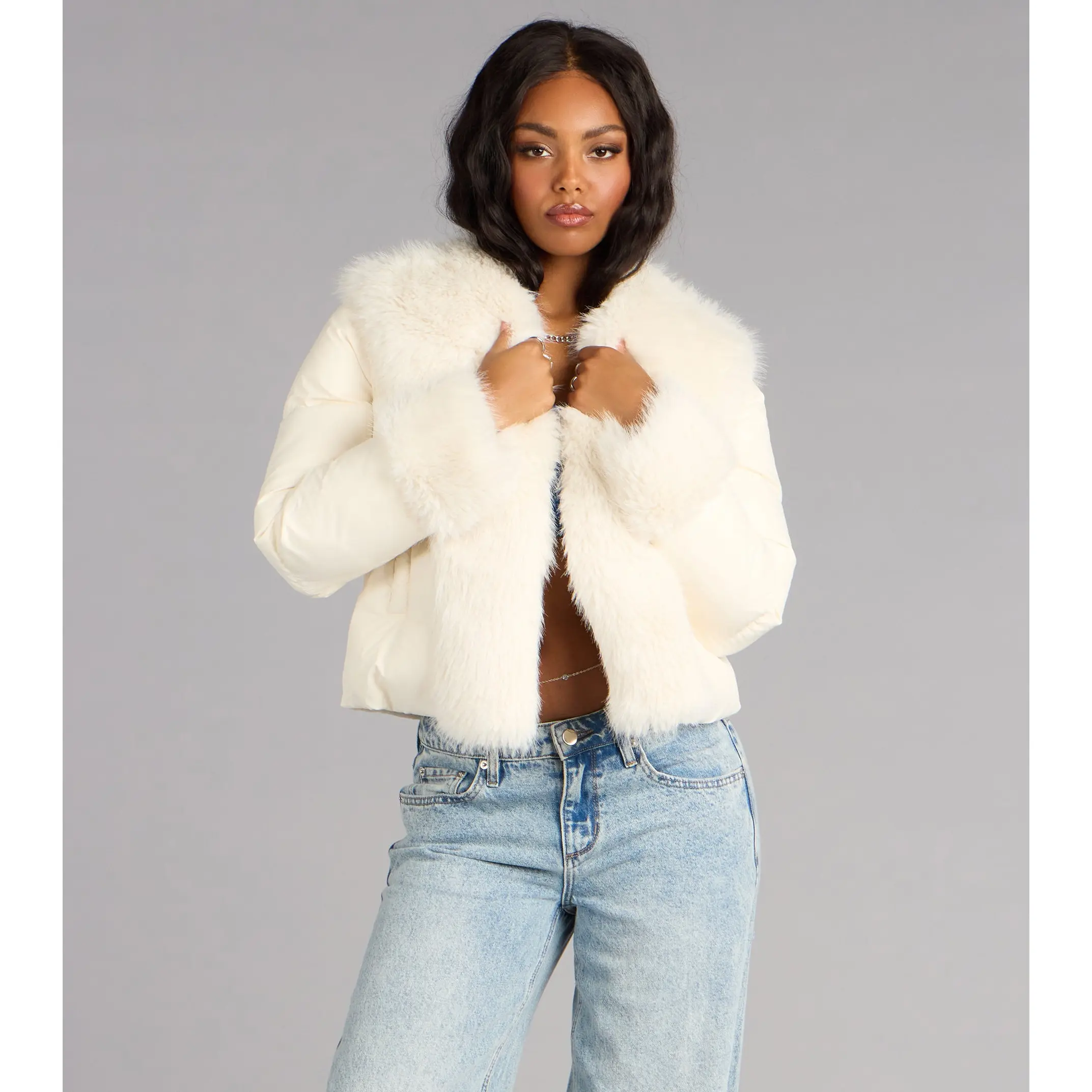 Frost Mode Faux Fur Puffer Jacket - TikTok Shop
