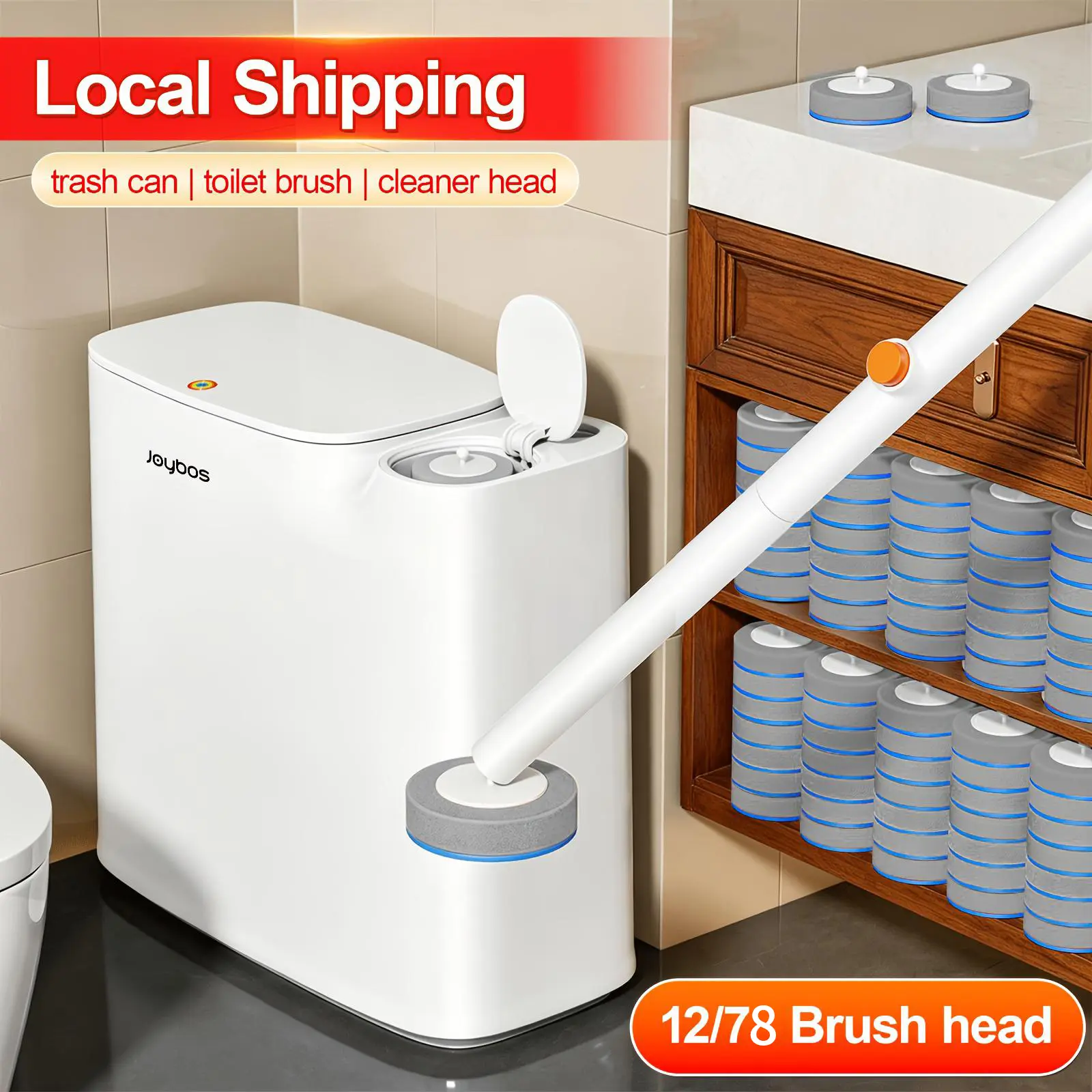 2-in-1 Bathroom Trash Can with Disposable Toilet Brush, Waterproof Slim Waste Bin with Removable Inner Bucket, Disposable Toilet Cleaning Kit, Space-Saving for Bathroom, Toilet and RV#TikTokShopBackToSchool