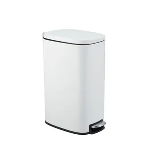 13 Gallon/50 Liter Slim Kitchen Trash Can with Soft Close Lid, Step Pedal, Removable Liner, Stainless Steel, Easy Cleaning, Idea for Kitchen, Bathroom, Office