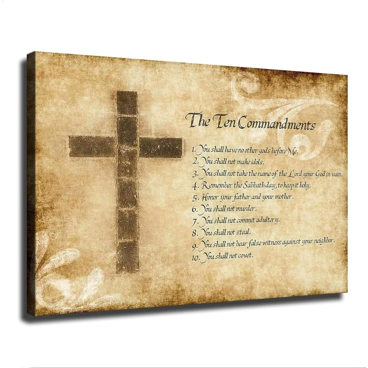 christian wall art poster-Ten 10 Commandments Cross Christian Religious Quote Poster Wall Art Canvas Print Colorful Decor Room Gifts Ornaments Decoration Artistic Photo