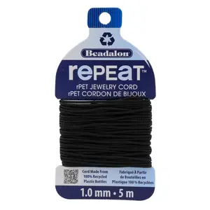 Beadalon Recycled Plastic Jewelry Cord 1.0mm Black 5m for Bracelets