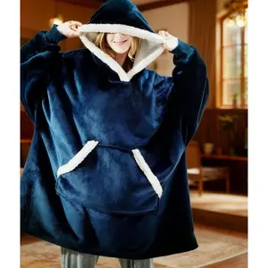 Lazy Day Essential! Lamb Fleece Hugging Hoodie Pajamas - Cozy TV Blanket Nightgown for Ultimate Warmth