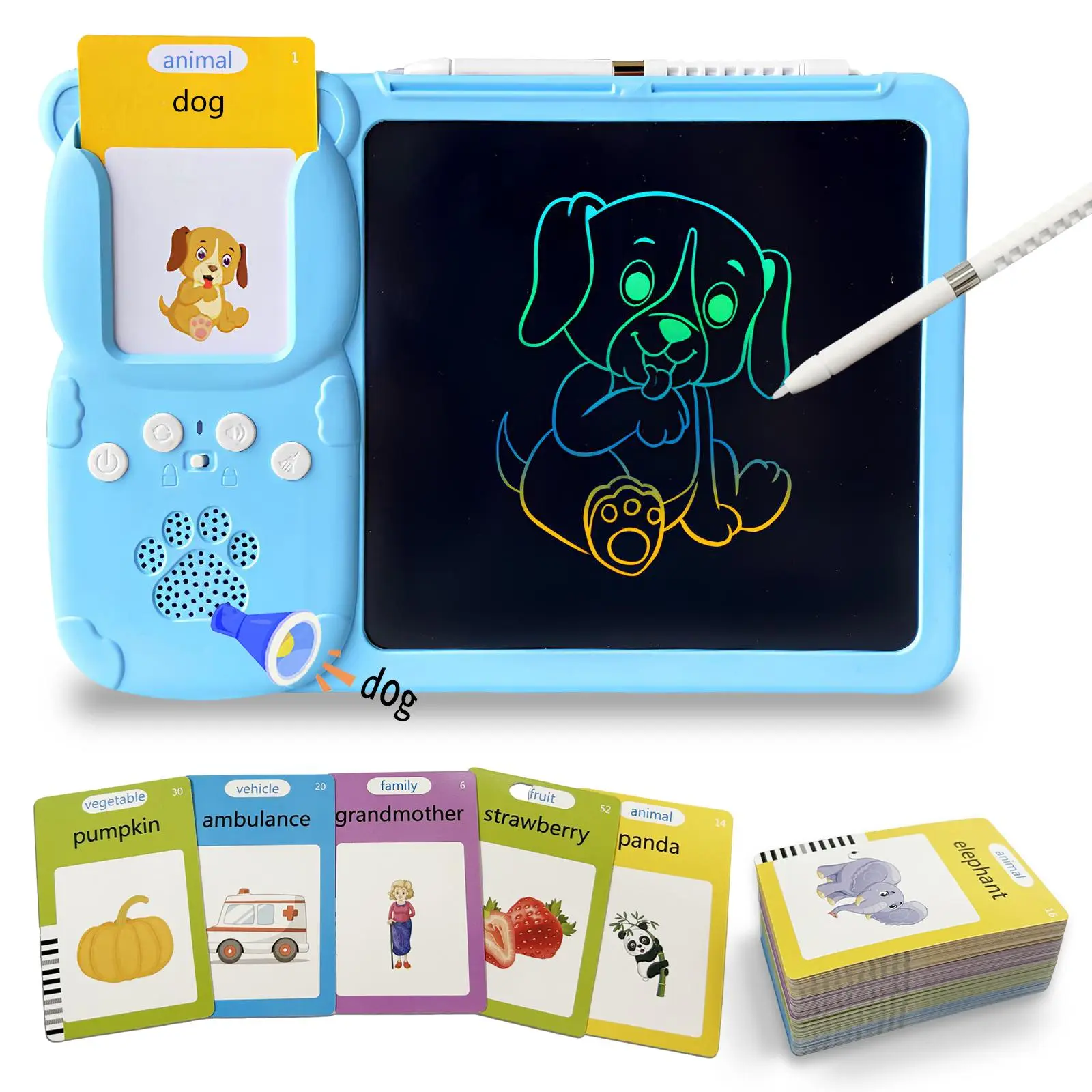 2 in 1 Learning Card Machine, 224-word LCD Writing Board Toy with Talking Flash Cards, Voice Sound Card, Educational Smart Toy, Birthday Holiday Gift