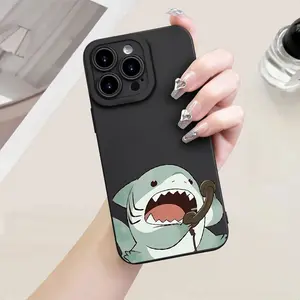 Cute Shark Pattern Phone Case, Cartoon Design, Anti-Drop & Dirt-Resistant, Fits iPhone Models 17promax, 17pro, 15, 16, 14, 13, 11, 12, X, XR Max