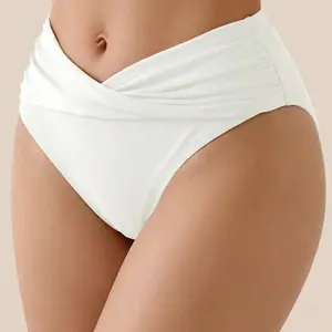 2026 Summer High Waisted Bikini Bottoms for Women, Ruched Tummy Control Swim Bottoms, Medium Coverage Bathing Suit Bottoms for Beach Vacation