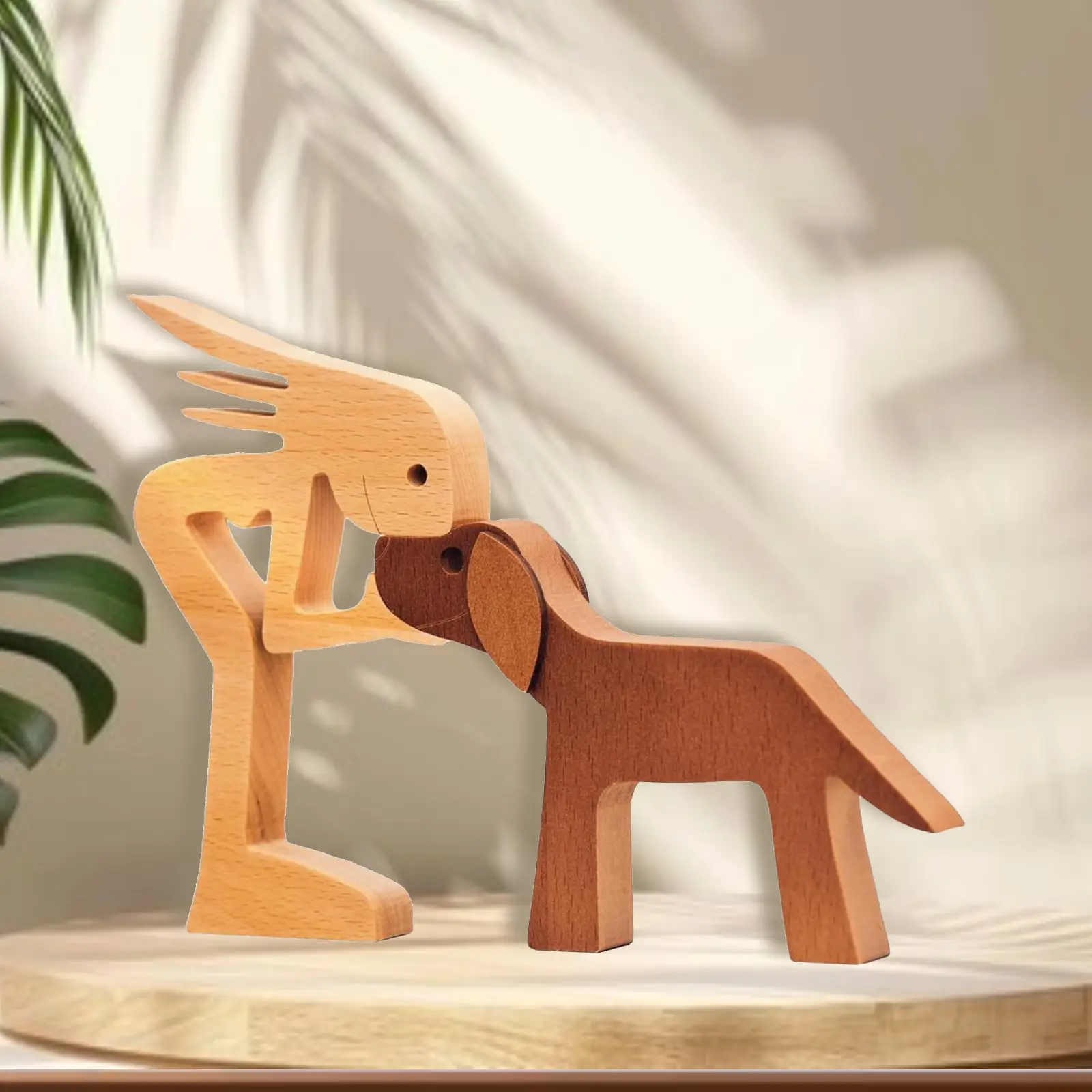 Wooden Sculpture, Wooden Carved Dog, Natural Wood Decor Sculptures, Living Room Decor, Dog Mom Gifts for Women Pet Figurine