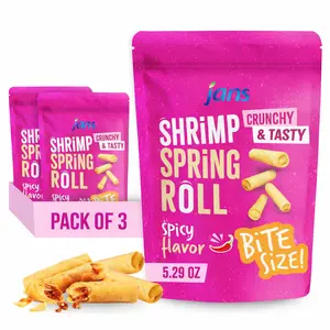 Jans Crispy Asian Snacks Bites, 5.29 oz Resealable Snack Bag (3-Pack, Spicy Shrimp Spring Roll)