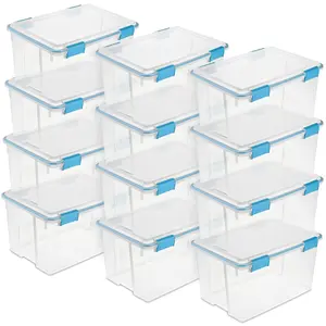 Sterilite Clear Plastic Stackable Storage Bin w/ Gasket Latch Lid
