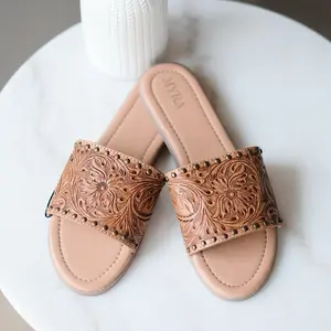 Ellie Women’s Hand Tooled Sandals Leather