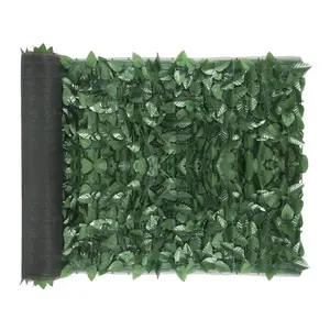 98x39 inch Artificial Leaves Privacy Fence Screen Green Polyester Peach Leaf Design PE Base Plate Easy Install Outdoor Decorative Faux Ivy Fencing Panel Vine Privacy Fence Wall Screen