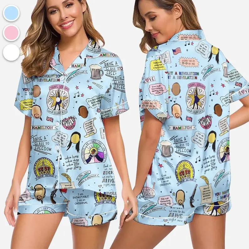 Hamilton Blue Pajamas Set, American Mus1c4l Pajamas Set, Broadway Musical Pajamas Set