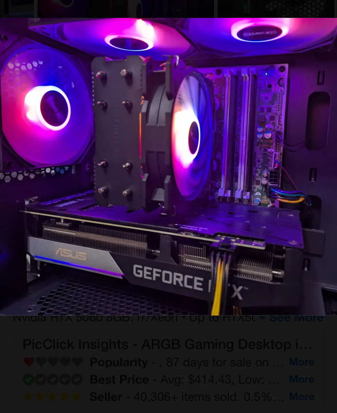 ARGB Gaming Desktop i7 PC Up to 64GB RAM 1TB SSD RTX 5060 Win11 Wifi