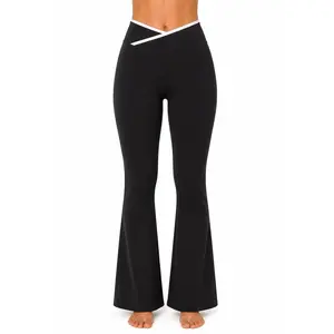 Women Cross Waist Flare Yoga Workout Pants
