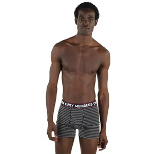 Men's 3 Pack Poly Spandex Athletic Stripe Boxer Briefs - Black White Stripe - FINAL SALE Fabric Menswear
