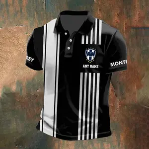 LIGA MX C.F. Monterrey Personalized Name Stripped Polo Design ST2502