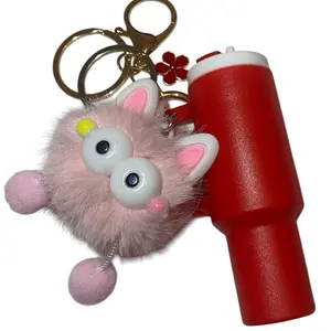 Perfect Duo Mini Tumbler with Adorable Monster Keychain - Secure Top, Ideal for Students & Office Workers