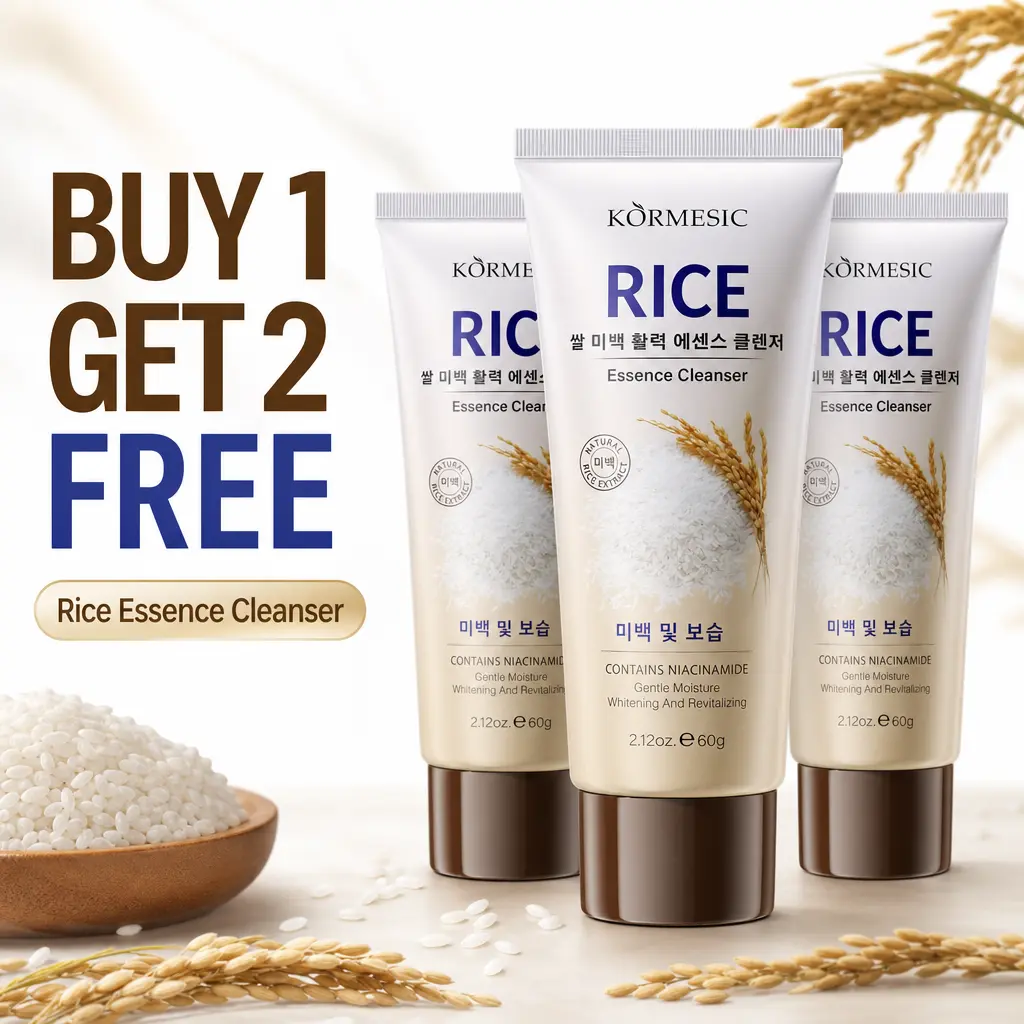 【BUY 1 GET 2 FREE】Rice Essence Facial Cleanser with Niacinamide, Gentle Brightening Moisturizing Face Wash, 2.12oz/60g