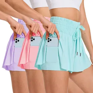 3 pcs / 3 sets High-Waist Flowy Athletic Sports Shorts for Women Casual Shirred Shorts, Golf Butterfly Skirt, Sport & Outdoor Clothing for Yoga, Workout, and Running,Women’s Workout Clothes, Gym Shorts for Women, Workout Shorts, Activewear