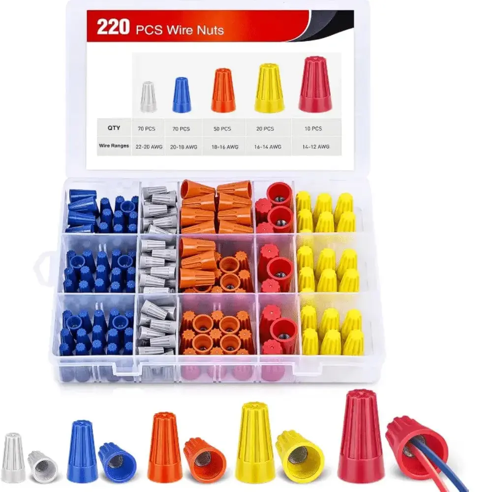 Nilight 220-Piece Wire Nuts Assortment Kit - Multi-Size 22-12 AWG Nylon Shell Connectors, Spring Grip Secure Hold, Outdoor Safe for Automotive & Motorcycle LED Headlight Bulbs, Reusable, Father's Day Gift Option