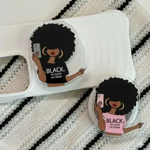 Slay Black Girl Phone Grip, Black No Sugar No Cream Pop Socket, Gift For Her, Phone Accessory, Kindle Holder,
