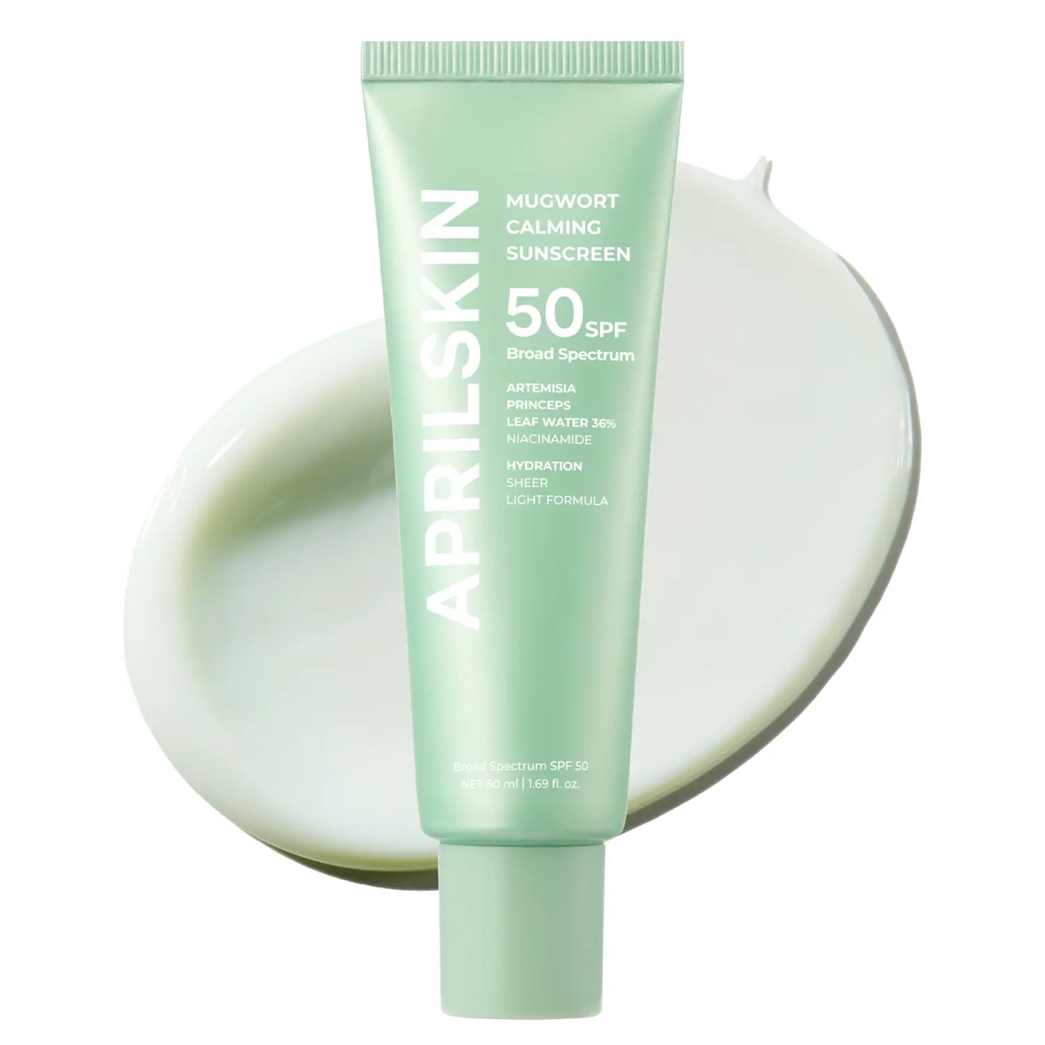 [APRILSKIN Official] Mugwort Calming Sunscreen - SPF50 Light Sun Serum｜MUGWORT & NIACINAMIDE SOOTHING CARE｜Lightweight, Non-Sticky, Hydrating Formula｜No White Cast or Residue｜Korean Skin Care