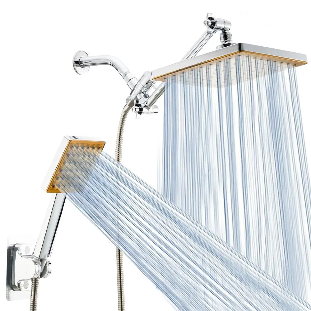 Rain Shower Head with Extension Arm & Handheld Sprayer, High Pressure Shower Head, Powerful Shower Spray, Bathroom Shower Equipment, Shower Head Ensemble
