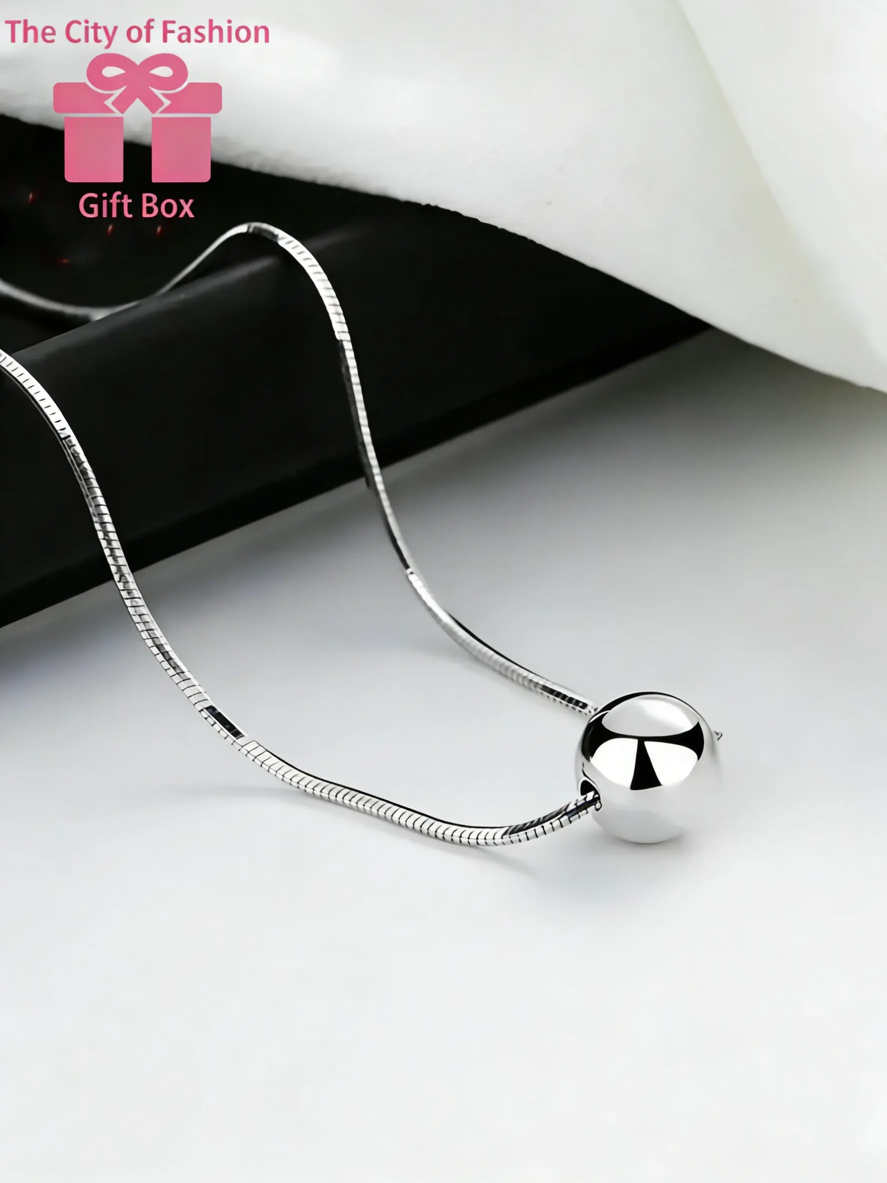 Silver Color Ball Pendant Necklace, Casual Style, Alloy Chain, All Seasons, Fashion Jewelry, Party Accessory, Anniversary Gift