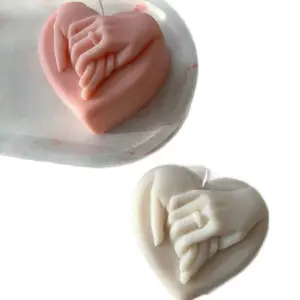 Heart with Hand Scented Candle - Unique Design in Pink and White Colors -1pc - Decorative - Cozy- Aroma
