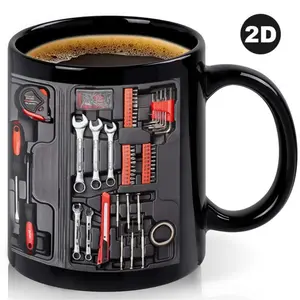 Tool Box Coffee Mug,Toolbox Mechanic Mug for Birthday Anniversary Ceramic Cup Gift Coffee Cup Double-sided Design Tool Box Tea Mug Gift Unique Coffee Cup for Husband Dad, Drinkware