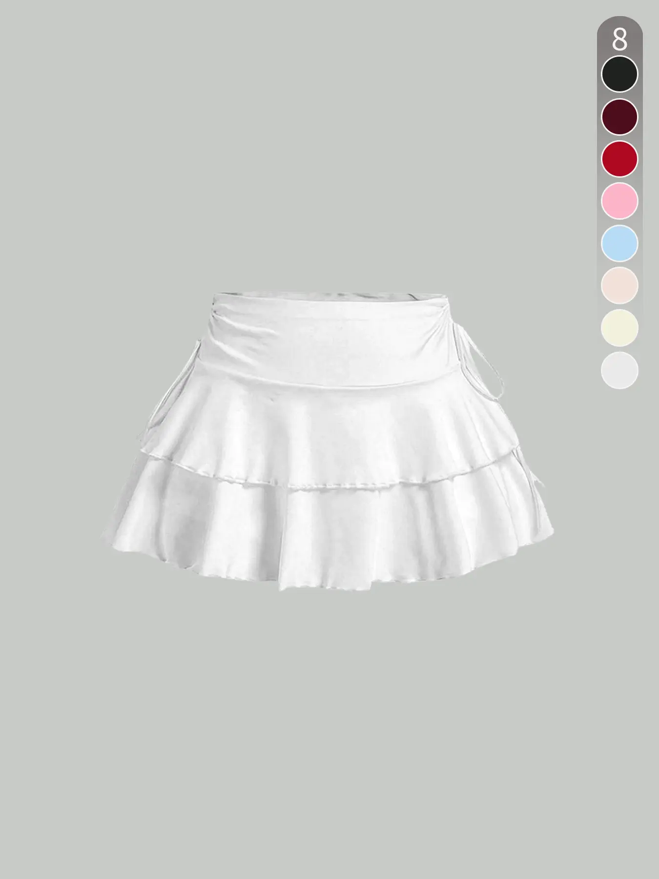 Women's Solid Ruffle-Hem Side-Tie Short Skirt Athletic Skirt Stylish Casual Staple Versatile Day-to Casual Sporty Skirt