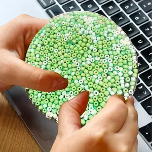 Picking Fidget Pads Light Beige Picking Fidget Toy Circle for Age 8+Teenager and, Relax Sensory Novelty Toys, Christmas, Halloween Gifts, Circular, Colored Beads Can Be Reused