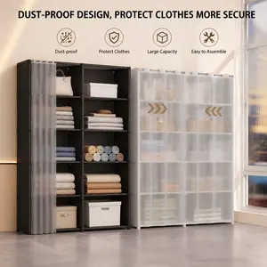 Durable Metal and Plastic Storage Cabinet, Dust-Proof Design, Organize Clothes, Shoes, Accessories, Modern Home Organizer, Bedroom or Closet System