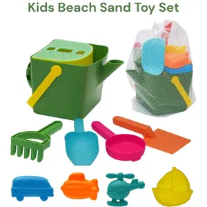 Kids Beach Sand Toy Set with Bucket, Shovel, Rake & Molds for Toddlers Outdoor Summer Play Birthday Gift