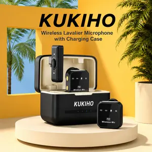 Deals For You Days！ KUKIHO Wireless Lavalier Microphone with Charging Case – 164ft Range, 72H Battery – for iPhone, Android, iPad, Laptop – Clip-on Mic for Video, Interview, Vlog