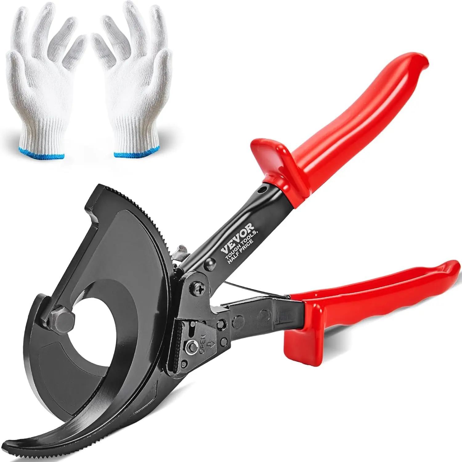VEVOR 11 inch(400mm²) Ratcheting Cable Cutter, Compact Design, Silicon-Manganese Spring Steel Blade, Comfortable Grip Handles, Quick-Release Lever, Powerful Cutting Performance, Mobile Operations, Effortless & User-Friendly, Easy to Carry & Store