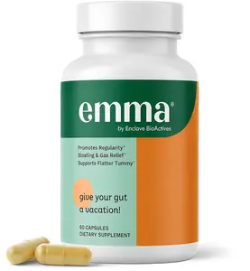 Emma Gut Health Relief Supplement - Leaky Gut, Digestive Support with Berberine, Resveratrol, Quercetin - 60 Capsules for Constipation, Bloating Relief