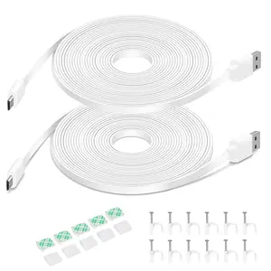 2Pack 20FT Flat Power Extension  for  Cam v4/v3/OG/v3 Pro, Blink Mini, Kasa Indoor, Blink Mini Pan, SimpliSafe,  Power Cord for  Camera (Not for WyzePan v3, Not Type-C)