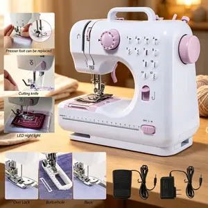 Portable Mini Electric Sewing Machine with 12 Stitches, 2-Speed & Foot Pedal – Beginner Friendly Sewing Machine with Light & Storage Drawer for Home DIY (Purple)