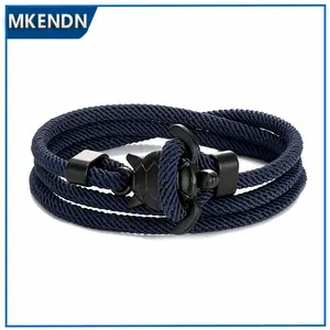 Hand Braided Sea Turtle Viking Bracelet Charms Darkblue Rope For Men Women Beach Wristband Adjustable Jewelry Homme