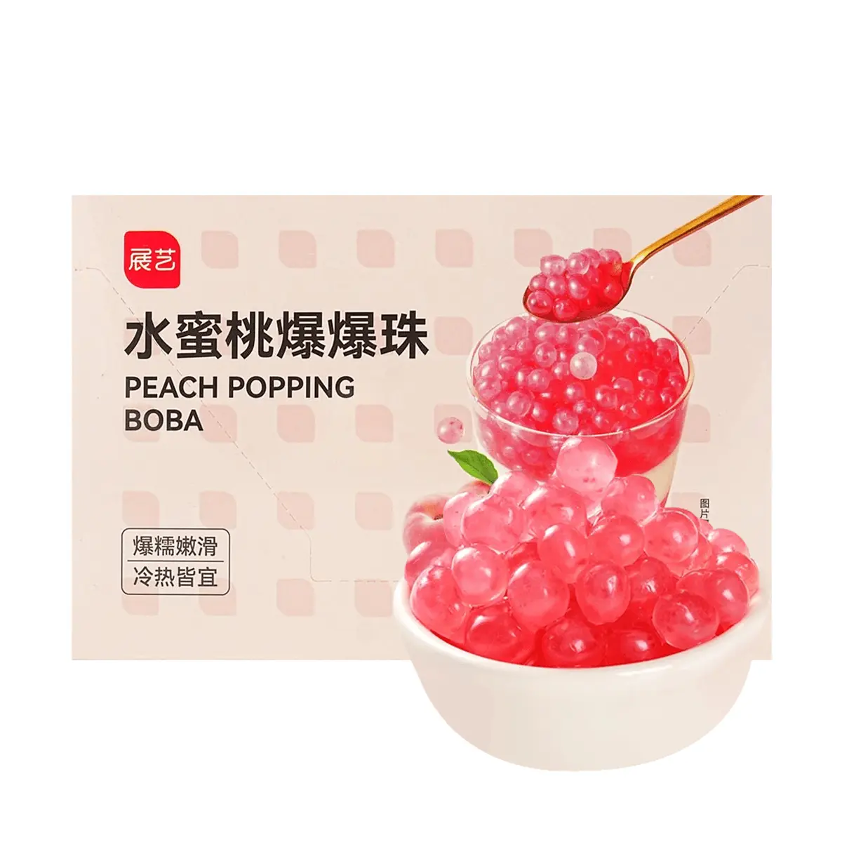 ZHANYI Peach Popping Boba 300g - Bursting Boba Pearls for Bubble Tea & Desserts, Summer Refreshment