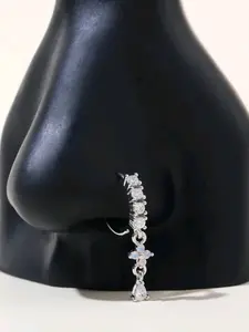 Silver Color Long Tassel Nose Ring for Women, Casual Stainless Steel Jewelry, Perfect Gift for Valentine's Day, Mother's Day, Unique Tassel Design, Perfect Gift Option