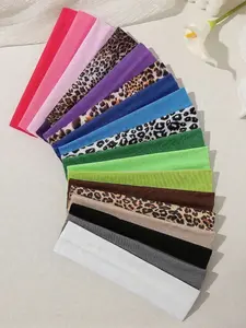 18pcs Women's Anti-Slip Elastic Hair Bands, Leopard Print, Ideal for Makeup, Spa, Yoga, Running, Sweat Absorption, Fashionable and Elegant, Sweat Absorbing Headband