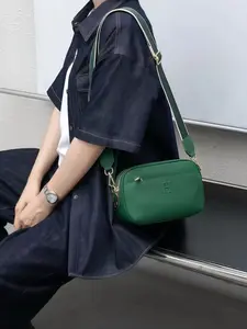 Elegant Letter Embossed Crossbody Bag, 6 Color Options, Versatile Small Square Bag, Women's Fashion Shoulder Bag, Top Grain Leather Handbag