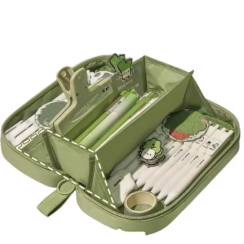 Wind Oxford Cloth Large-Capacity Volcano Pencil Case - Wide Opening, Multi-Layered Storage, High-Quality Fabric, Quick Access Office Supplies Organizer for Organizing Items, Multicolor Options, Organize Items